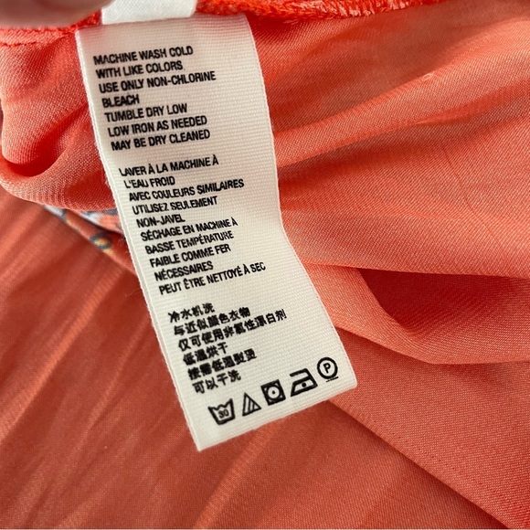 Free People Red Orange Positano Printed Blouse Top 37617 - Picture 9 of 10